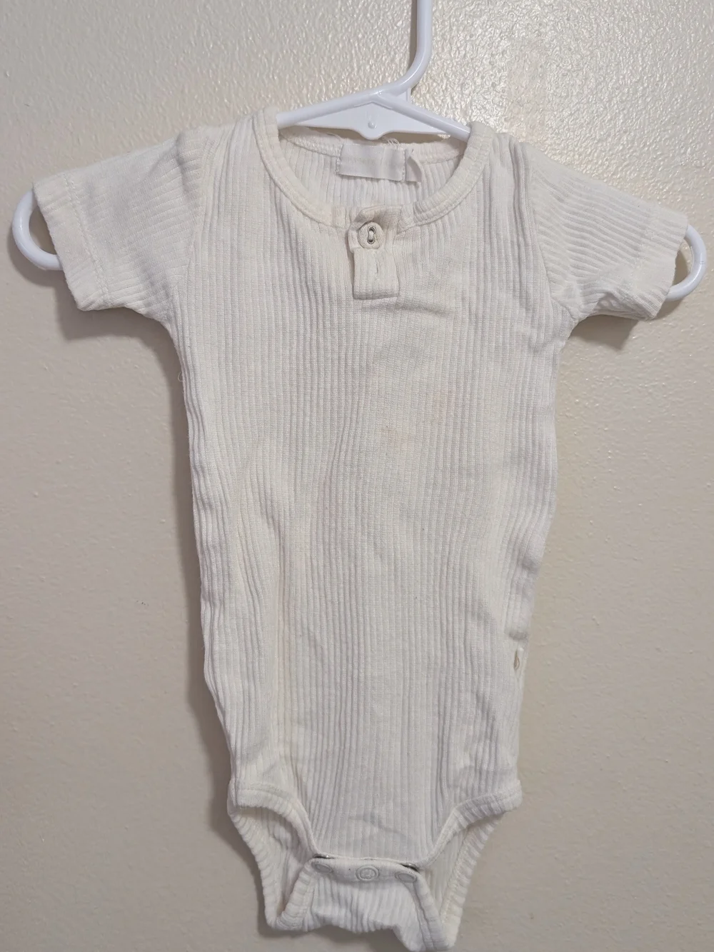 Jamie Kay Cream Ribbed Short-Sleeve One-Piece Bodysuit